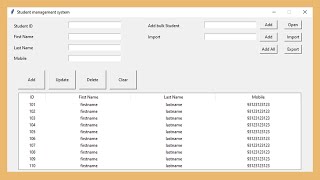 Python Tkinter with MYSQL database | Student Information System