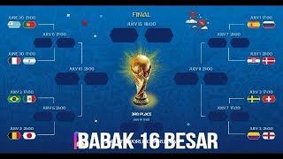 Jadwal 16 Besar Piala Dunia 2018