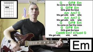 Slade / Oasis - Come On Feel The Noise - Guitar Lesson / Cover / Lyrics
