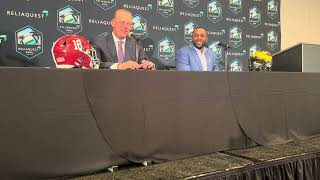 Kalen DeBoer, Sherrone Moore pre-ReliaQuest Bowl Press Conference