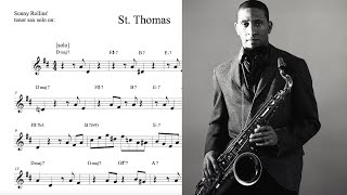 Sonny Rollins' CLASSIC tenor sax solo TRANSCRIPTION on 'St. Thomas' (Bb)