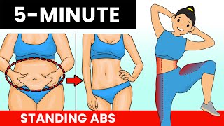 Only 5 minutes a day... STANDING ABS Workout (no jumping) Lose Your Fupa and Love Handles in 1 Week