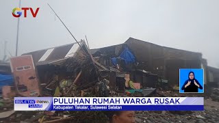 Puluhan Rumah Hancur Akibat Hantam Gelombang Laut, Takalar Sulsel #BuletiniNewsSiang 28/12