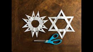 HOW TO Make A Star of David Paper Cut- 6 or 12 Points. For Kids.