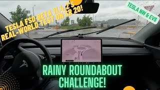 Rainy Roundabout Challenge: Tesla FSD Beta 11.4.2's Real-World Test on SR 20 in Washington.