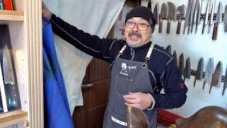 Korean Knife Sharpening Blacksmith. Old Japanese Knife Restoration