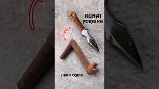 Forge a sharp Kunai out of Hand Crank #forging #forged #restoration #diy #jewelry #shorts #short