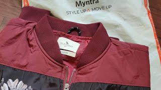 Mr Bowerbird men maroon Printed Bomber Jacket Unboxing Review| Myntra Product