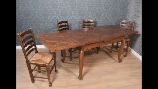 Oak French Parquetry draw leaf table