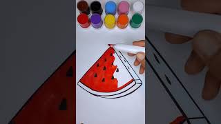 How to watermelon painting fruit Coloring For kids. #shorts #drawing #painting #kidsvideo