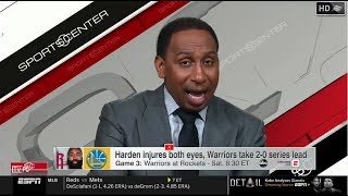 ESPN FIRST TAKE | Harden injures both eye, Warriors overcome Rockets to take 2-0 series lead