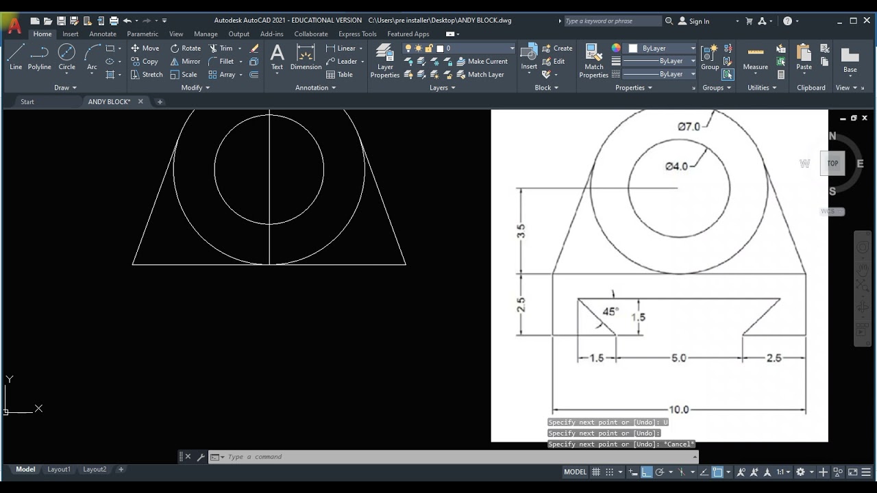 BASIC AUTOCAD DRAWING 3 (BM) - YouTube