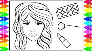 How to Draw a Face with Makeup 💜💄💋 Face with Makeup Drawing and Coloring Page