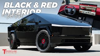 Best Custom Build Yet! Cybertruck in Triple Black Inside \u0026 Out with Red Accents and 24\