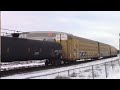 two gevos lead a daylight manifest train cn 507 into moncton nb