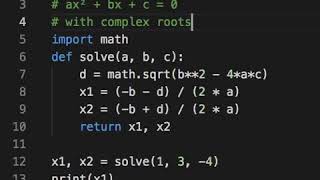 Using the "cmath" module to replace a traditional "math" when you need to deal with complex numbers