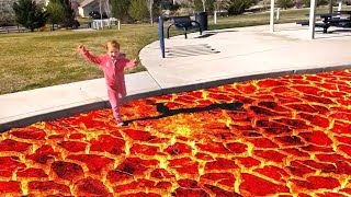 RUNNING ON LAVA at the park (pink monster)