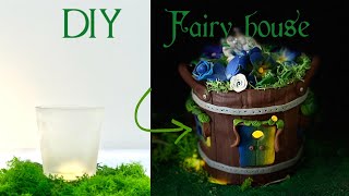 DIY Fairy house lamp | Polymer clay tutorial | Fairy house in a barrel