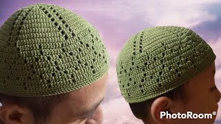 Cara Merajut Peci Polos Pemula Motif Small Diamond Lingkar kepala 52-56 cm | Crochet Prayer Cap Easy