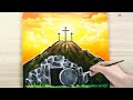 Easter- Holy Cross Acrylic Painting For Beginners  - Step by Step