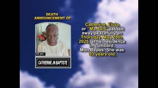 Catherine Jn Baptiste ~ Medium Obituary
