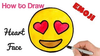 How to Draw Emoji Smiling Face With Heart Shaped Eyes | Emoji Drawings