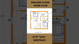 #21*22#WEST FACE 2 BHK HOUSE DESIGN GROUND FLOOR IN 462 SQFT AS PER INDIAN VASTU#vastu #narpavi#PLAN