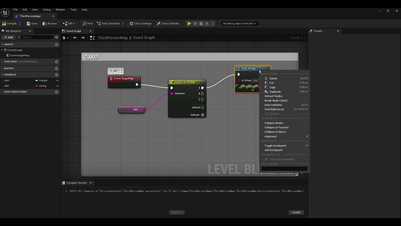 UE5 Blueprints Tutorial 006-4 Create Node: Switch On String ノードの作成（文字列を ...