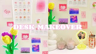 aesthetic desk makeover 💖 ⁠~⁠♪｡⁠･♡ Pinterest inspireddesk makeover✨🌸💕