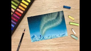 オーロラの描き方 withパステル [タイムラプス] / How to draw an aurora mountain with soft pastels