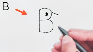 How to Draw a Bird From Letter B | Bird Drawing Step by Step | letter Drawing