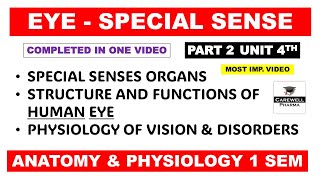 Structure And Functions Of Eye || Human Eye || Special Senses || Part 2 Unit 4 || Hap 1st semester