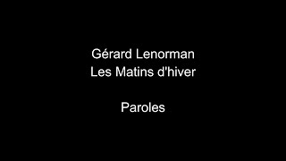 Gérard Lenorman-Les Matins d'hiver-paroles