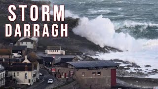 Storm Darragh Arrives in Cornwall - Big Waves \u0026 High Winds