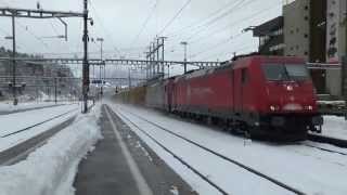 Crossrail DB 185s Speed Through Arth-Goldau 01/02/2015