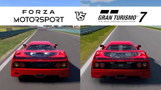 Forza Motorsport vs Gran Turismo 7 - Ferrari F40 - Car Model \u0026 Sound Comparison