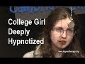 Girl hypnotized deeply (rapid induction hypnosis, stuck triggers amnesia hallucination new indenity