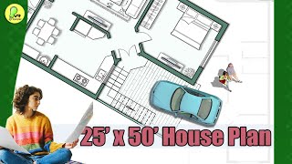 25x50 House Plan, 3BHK with Car Parking, East Facing, 25*50 House Design, #instyle #indianstyle