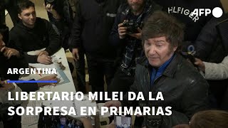 Libertario Milei da la sorpresa y disputará presidencia a Bullrich y Massa en Argentina | AFP