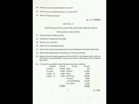 S3 BCom Advanced Financial Accounting|Previous Year Question Paper ...