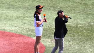 2016.4.9 神スイング稲村亜美 神サポーターとして紹介される 女子プロ野球 埼玉アストライア