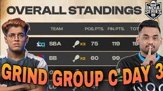 BGIS POINTS TABLE | DAY 3 GROUP C | THE GRIND | OVERALL STANDINGS | BGMI TOURNAMENT