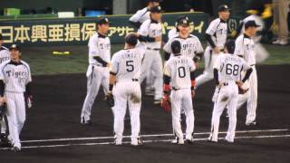 2014.4.18　甲子園　TvsS　試合終了ハイタッチ