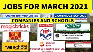jobs march 2021 // jobs in banglore  // jobs in mumbai // jobs in delhi // jobs in ahmedabad //
