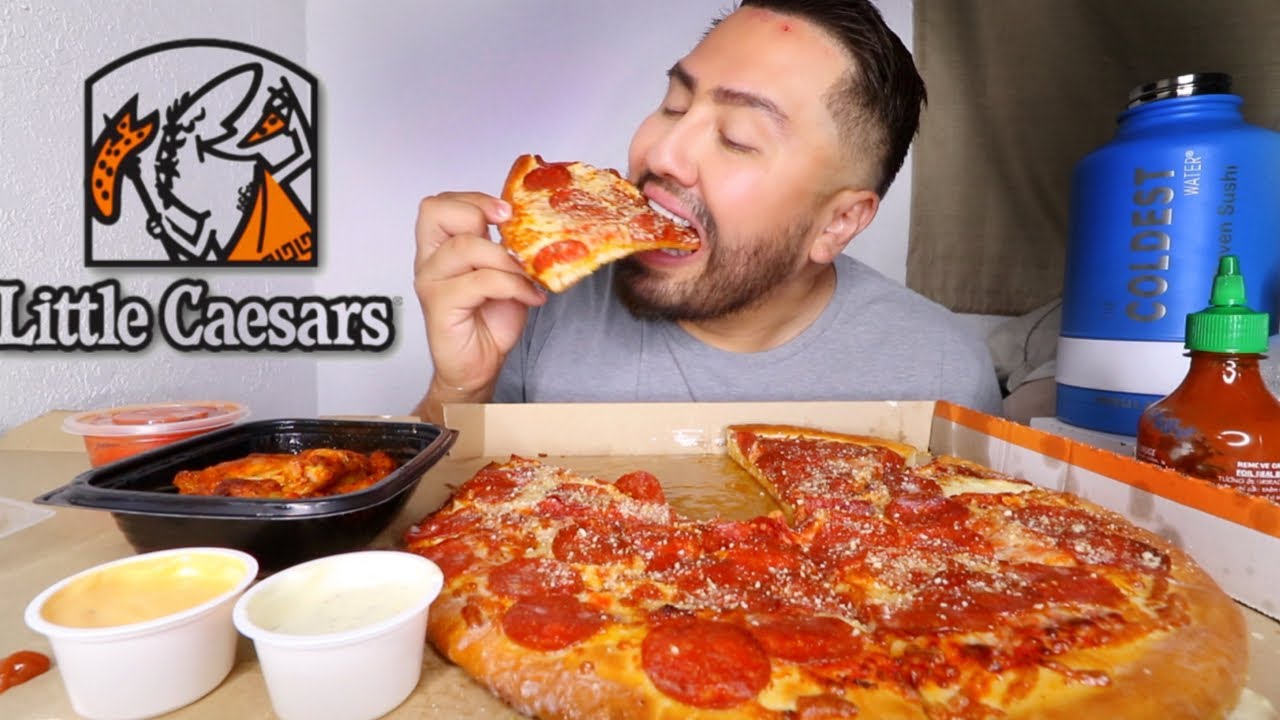 Little Caesars Pizza Wings Mukbang Youtube