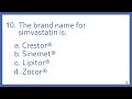 Top 200 Drugs Practice Test Question - The brand name for simvastatin is (PTCB PTCE NAPLEX NCLEX)