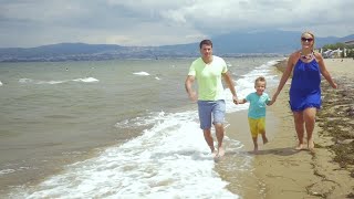Happy Family Running On The Seaside Stock Video