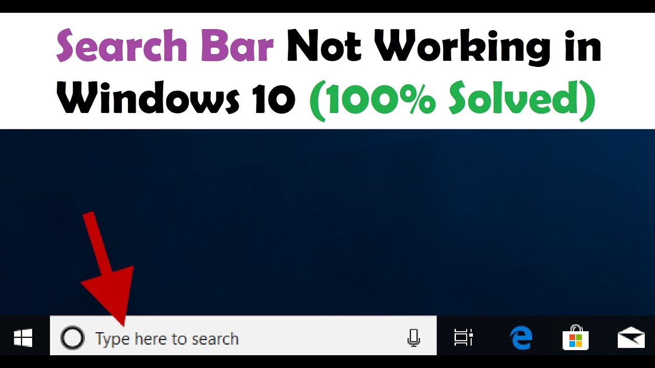 Search Bar Not Working In Windows 10 (100% Solved) - YouTube