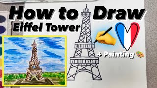 How to Draw Eiffel Tower EASY - Painting Step by Step for Kids #mrschuettesart