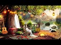 morning summer coffee patio ambience🌞relaxing soft fireplace u0026 peaceful bird song to start a new day